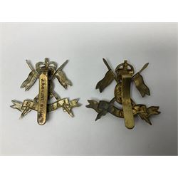 Nine Lancers metal cap badges including 9th, 12th Royals, 24th, 16th Queens and 17th; together with eight various Guards/Dragoons badges (17)