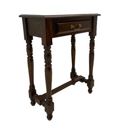 Small mahogany side table with single drawer