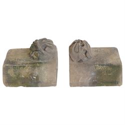 Pair of 19th-century classical style carved stone architectural fragments of rectangular f...