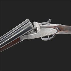 Giovanelli-engraved 12 bore double trigger side plate boxlock ejector, side by side double barrel shotgun with 69cm (27