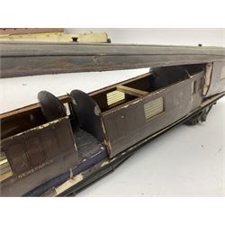 '0' gauge - eight early 20th century scratch-built coaches with GWR livery including three restaurant cars, newspaper van, luggage/guards van etc