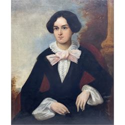 English School (19th century): Portrait of a Young Woman, oil on canvas unsigned 75cm x 62cm