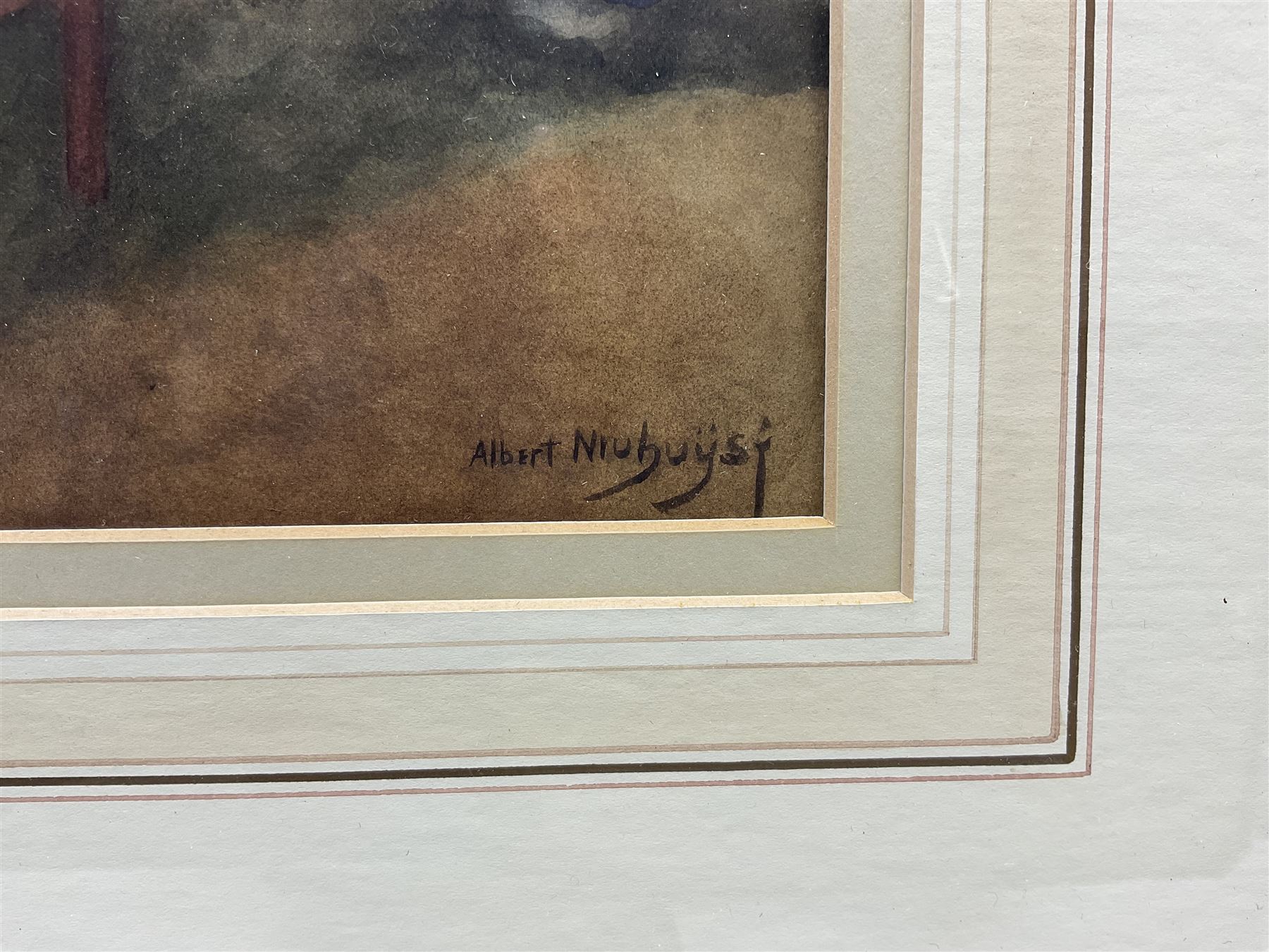 Albert Neuhuys (Dutch 1844-1914): 'A Fireside Scene', watercolour signed 30cm x 35cm