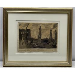 A M Wightwick (British 18th century): 'The Great Fire of London in the Year 1666', watercolour titled and inscribed, signed and dated 1794 verso 25cm x 35cm