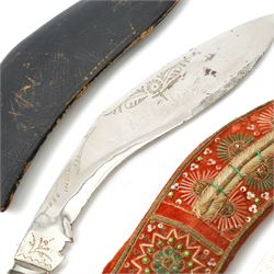 Three modern Indian kukris and seven Scottish skean dhu