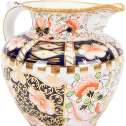 Royal Crown Derby Witches pattern jug, circa 1920s, with mask lip and gold rim, H15cm
