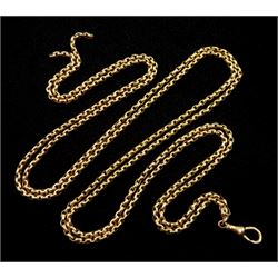 Victorian rose gold guard chain with clip, stamped 9ct