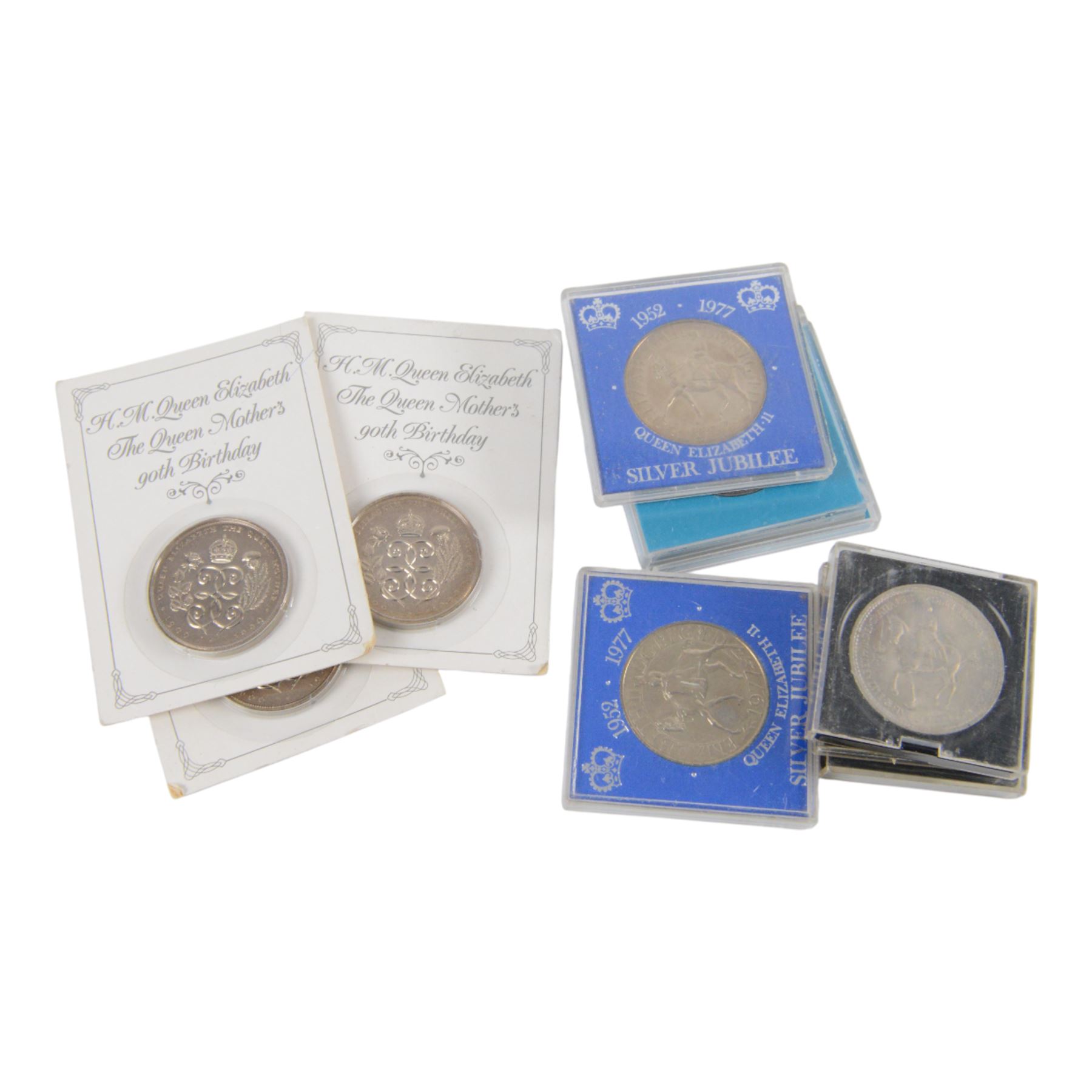 Approximately 166 grams of Great British pre-1947 silver coins, together with approximately 4.8kg of post-1947 sixpences, commemorative crowns, and further coins