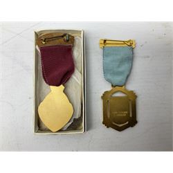 Group of predominantly Masonic Jewels of Office, to include silver, and silver gilt and enamel examples, mostly 1950's and 1960's in date, etc. 