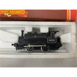 Hornby ‘00’ gauge - LBSC Class A1 0-6-0 ‘Brighton Works’ Terrier locomotive no.32635; LBSC E2 Class 0-6-0 tank locomotive no.100; BR Class 3F Jinty 0-6-0 tank locomotive no.47480; Caledonian ‘Pug’ Class 0-4-0 Saddle Tank locomotive no.270; GNR Class J13 0-6-0 Saddle Tank locomotive no.1247; LNER Class J83 0-6-0 locomotive no.8477; Class J52 0-6-0T locomotive no.68831 in BR black; in original boxes; BR Black 0-4-0 locomotive no.56025, in ‘Smokey Joe’ box; two further loose locomotives comprising ‘Waddon’ 0-6-0 locomotive no.54 and Caledonian Railway 0-4-0 locomotive no.270 (10) 