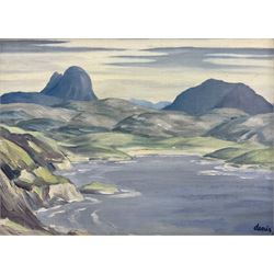 Circle of Denis Peploe RSA (Scottish 1914-1993): Loch Landscape, oil on board signed 34cm x 47cm