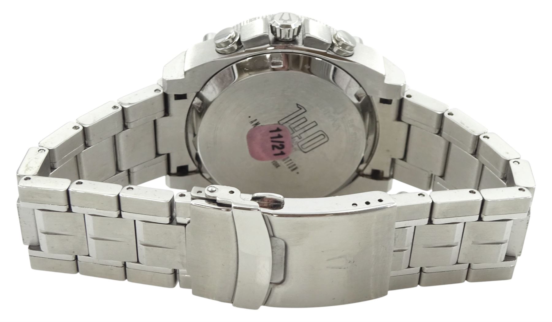 Bulova Precisionist gentleman's stainless steel quartz chronograph wristwatch, Ref. C877877, marking 140 years of American Innovation, on original stainless steel strap, with fold-over clasp