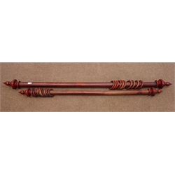  Two mahogany curtain poles, L180cm and 155cm  