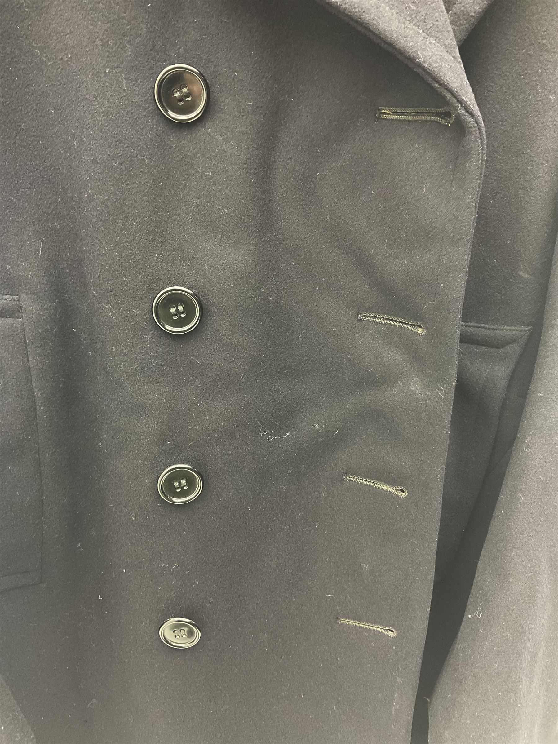 WW2 French Naval Officer's greatcoat; bears label 'Hirsch Tyler Company Uniforms 10th & Berks Sts Philadelphia Penna.'