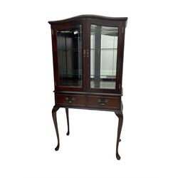 Late 20th century mahogany glazed display cabinet, cabriole legs