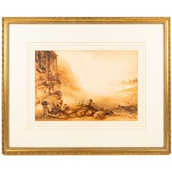 Henry Barlow Carter (British 1803-1867): 'Staithes', watercolour signed titled and dated 1855, 31cm x 45cm