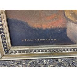 Roland F. Spencer Ford (1902 - 1990), oil painting on canvas, half length portrait of Raich Carter, standing dressed in Hull City kit, the Hull town crest in the background surrounded by the names Hull City A.F.C., Sunderland, Derby County and England, bears label verso from the studio of the artist in Newstead Street, Hull with original price of £75, signed, 59.5 x 49.5cm, gilt frame with metal plaque inscribed ' Presented by the Management Committee/of the Hull City Supporters Clubs/as a mark of esteem and appreciation/for services rendered to/Hull City A.F.C./and to football in general/October 1952'. Provenance: By direct descent from the family of Raich Carter having been consigned by his daughter Jane Carter.