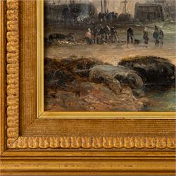 William Anslow Thornley (British fl.1858-1898): 'Off Scarborough', oil on canvas signed, titled on plaque 24cm x 40cm