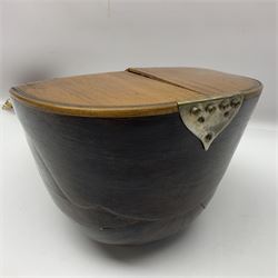 Late 19th century Italian lute back mandolin with segmented bowl back, bears label Gennaro Maglioni Napoli L61cm; in ebonised wooden case; together with another similar damaged Italian lute back mandolin for restoration or spares (2)