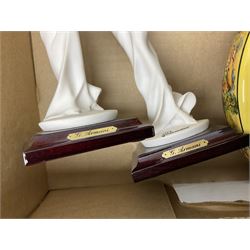 Royal Worcester miniature loving cup, Royal Doulton Wendy figure HN 2109, Lladro dish, two Giuseppe Armani figures, Staffordshire style figural vase, Crown Devon Fieldings blush ivory ewers and twin handled vases, Villeroy & Boch, Royal Doulton, Carlton Ware, Masons ironstone, other ceramics, teawares etc in four boxes