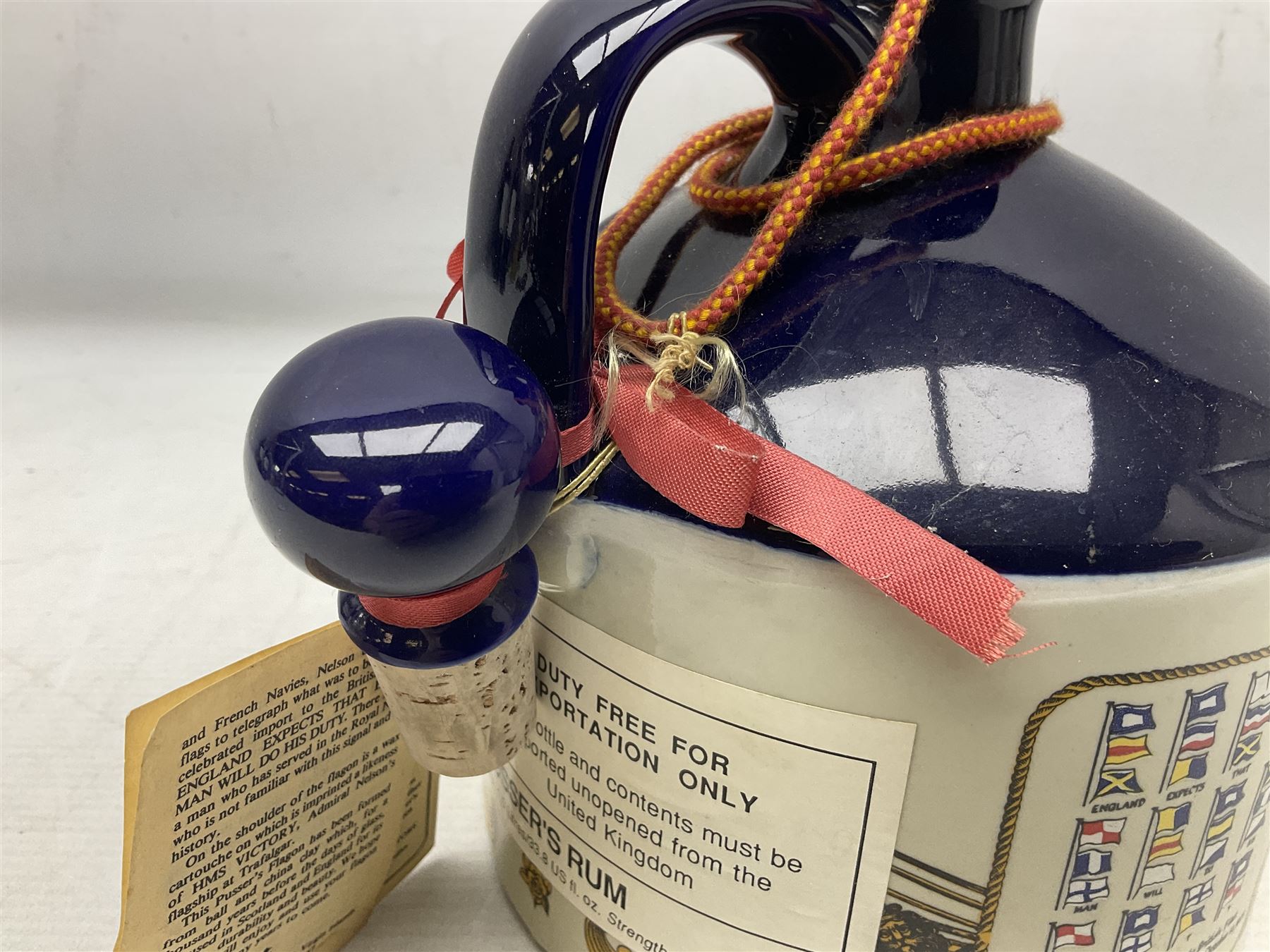 Pussers, British Navy rum, 1 litre, 95.5 proof, in a ceramic flagon