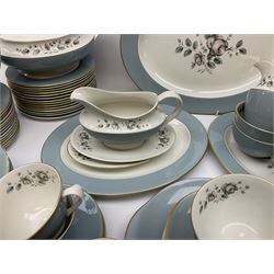 Royal Doulton Rose Elegans pattern tea and dinner wares, to include teapot, fourteen cups and saucers, two milk jug, cream jug, two sucriers, two covered serving dishes, serving platter, etc (98+)