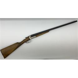 Spanish Master 12-bore side-by-side double barrel boxlock ejector sporting gun, 70.5cm barrels, pale walnut stock with chequered grip and plain fore-end and thumb safety, serial no.130828, L113cm SHOTGUN CERTIFICATE REQUIRED