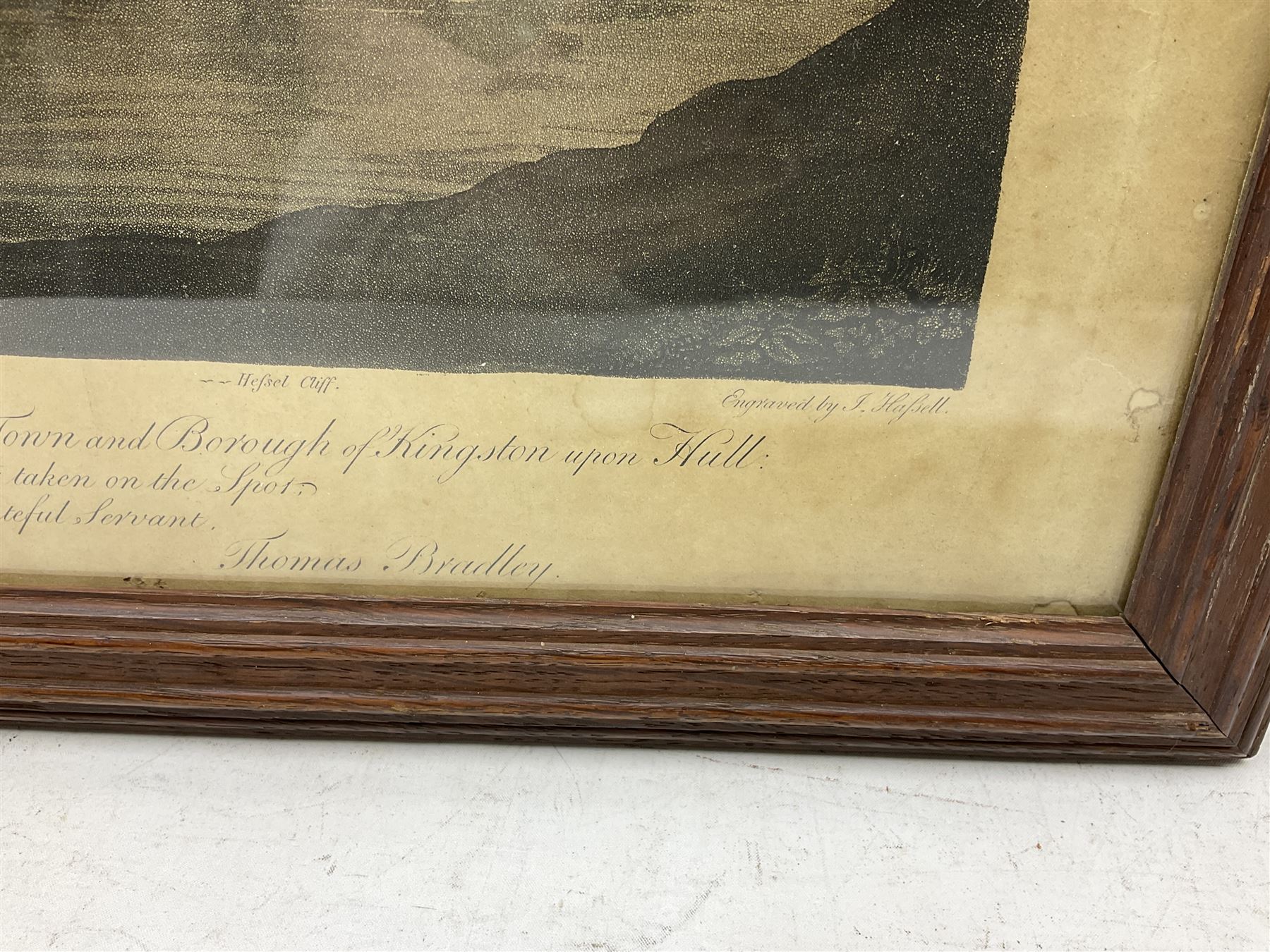 John Hassell (British 1767-1825) after Thomas Bradley (British 18th/19th century): 'Barton Ferry', engraving pub. 9th July 1801, inscribed 'To the Corporation of the Mayor and Burgesses of the Town and Borough of Kingston upon Hull, to whom this Plate from the Original Painting taken on the Spot is humbly Dedicated by their Grateful Servant Thomas Bradley' in the plate 41cm x 57cm  