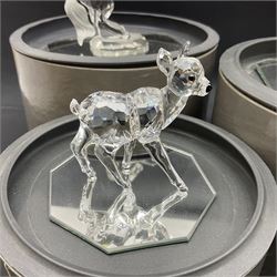 Five Swarovski Crystal figures, comprising giraffe, deer, hummingbird, rose and rearing horse, all with original boxes 