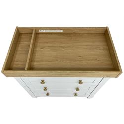 Lulworth dresser changer, white finish, three drawers, stile supports 