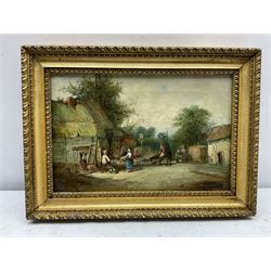 A J Vickers ?? (19th/20th century): Village Street Scenes, pair oils indistinctly signed and dated '09 one indistinctly titled 19cm x 29cm (2)