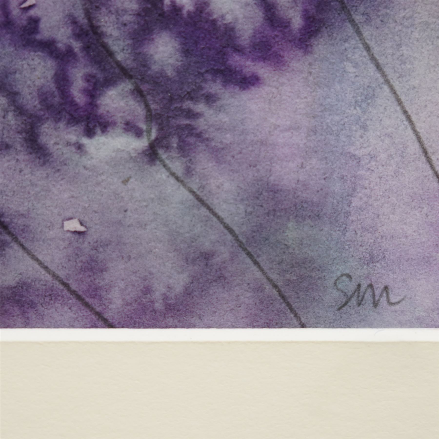 Sheila Maddrell (British Contemporary): 'Secrets', watercolour and acrylic signed with initials, titled on artist's label verso 26cm x 26cm