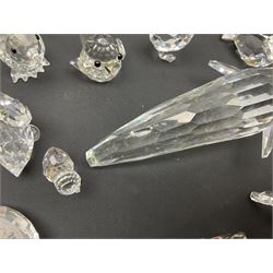 Swarovski Crystal animals, to include sheep, pigs, antelope, cockeral and hen, chicks, Pegasus, owls, giraffe, etc, together with Swarovski Crystal dancer, Isadora