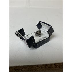 Silver Baltic amber and green stone set frog prince adjustable ring, boxed