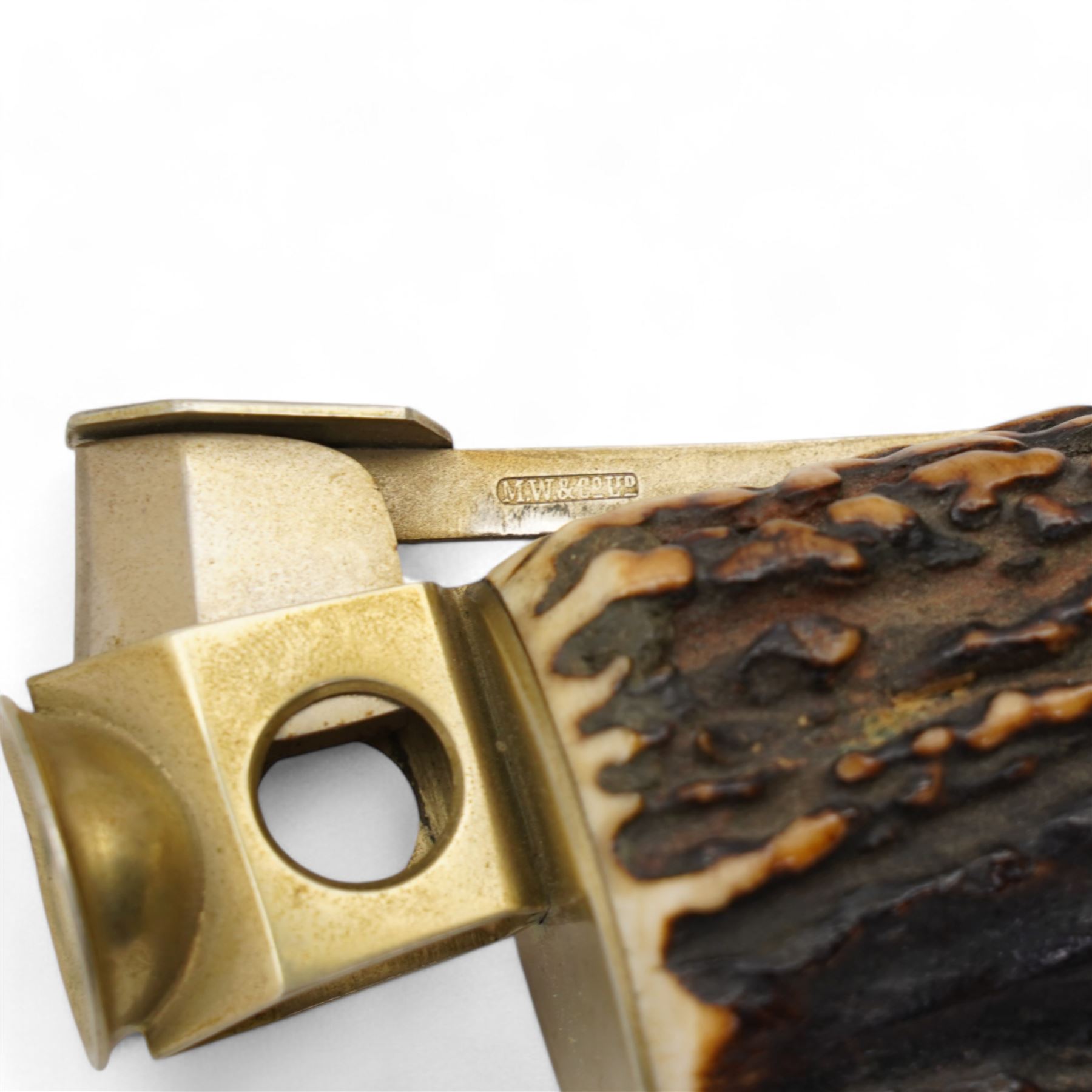 Early 20th century horn handled cigar cutter by M. Wachenheimer & Co. Ltd, L28.5cm 