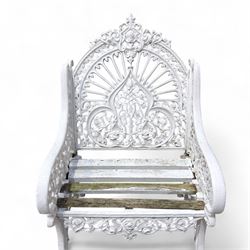 Pair of Coalbrookdale design cast aluminium garden chairs