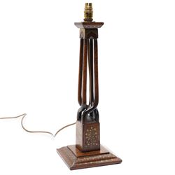 Early 20th century Arts and Crafts style Anglo-Indian table lamp, with open twist stem and...