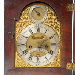 18th century twin fusee bracket clock with recoil anchor escapement the steel and brass dial inscribed Joseph Lake, London with strike silent ring and ormolu spandrels, engraved back plate in caddy top walnut case H47cm