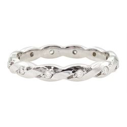 18ct white gold diamond full eternity ring, crossover set with twelve round brilliant cut ...