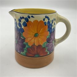 Clarice Cliff Bizarre milk jug decorated in the 'Gayday' Pattern, H8cm 