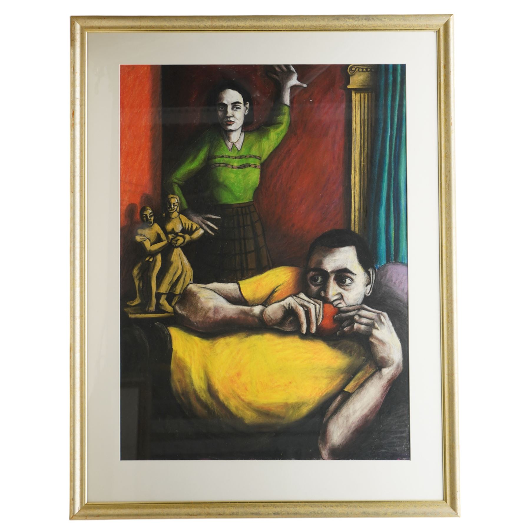 Kathryn Ensall (British 1956-): 'The Lovers 4', pastel on paper signed and dated '94 on artist's label verso 84cm x 61cm