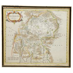 Robert Morden (British c.1650-1703): 'Westmorland', 17th/18th century engraved map with hand-colouring 36cm x 42cm