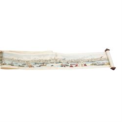 Frederick James Smyth (British 1841-1867): 'Grand Panorama of London and the River Thames - 18 Feet in Length', 19th century engraved prospect map with hand-colouring pub. Azulay, Thames Tunnel 1849, 17cm x 549cm