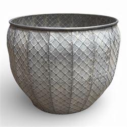 Set of three graduating galvanised circular planters