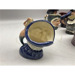 Large collection of Royal Doulton miniature character jugs, to include The Postman D6801, The London 'Bobby' D6762, Old Salt, D6554, Sir Henry Doulton D6703 etc  