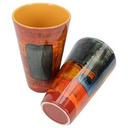 Two Poole pottery Gemstone pattern vases, H24cm