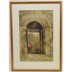  Church Interior, watercolour signed by Frederick A Simmonds (1866-1952) 35cm x 23cm  