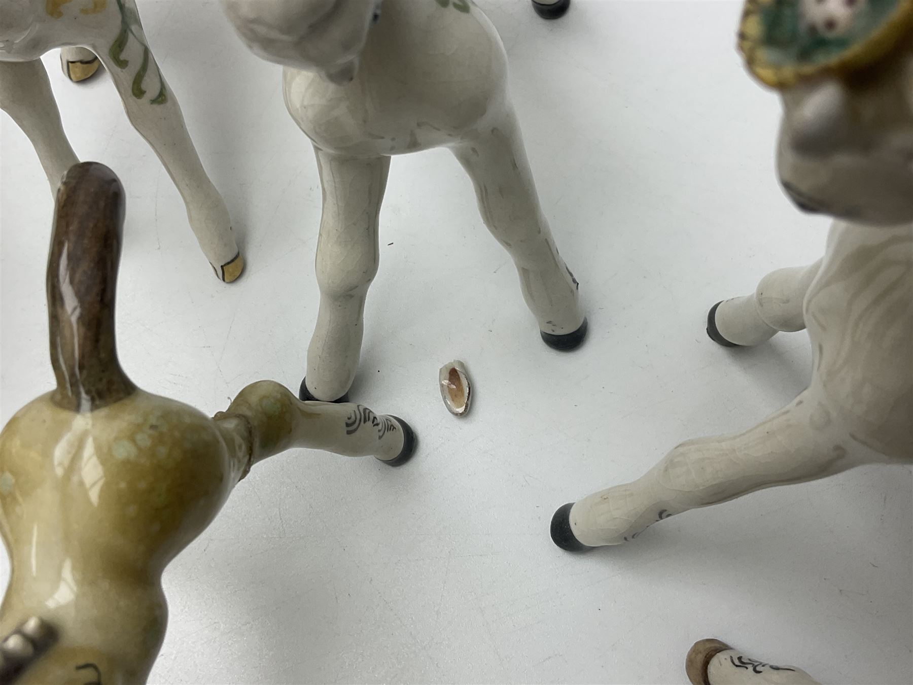 Basil Matthews figures, comprising horses, deer and fawns, all with painted mark beneath, largest H14cm