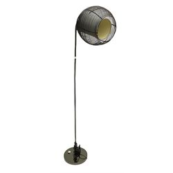 RELOTTED AS 5083 Brushed metal floor lamp with wire shade, H168cm (untested)