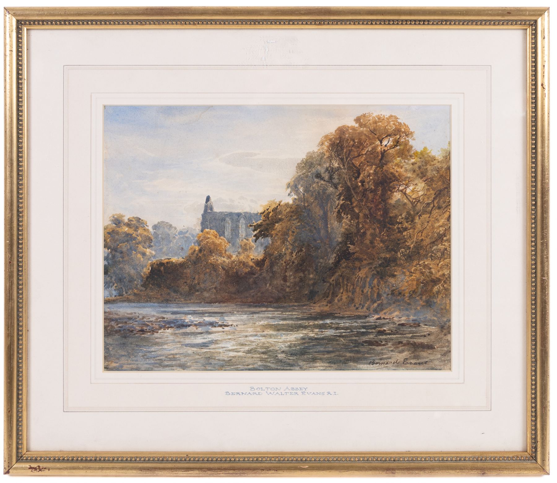 Bernard Walter Evans (British 1848-1922): 'Bolton Abbey', watercolour signed, titled on the mount, 24cm x 31cm
